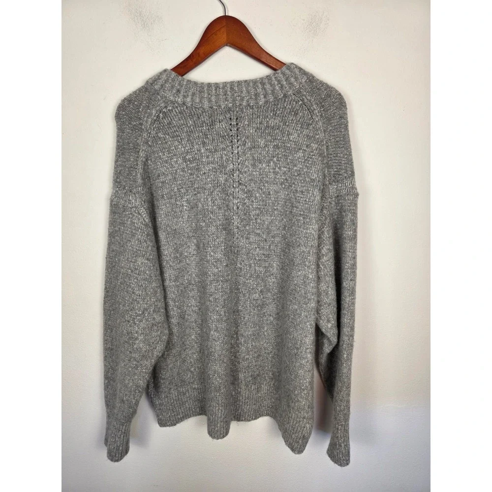 J.Crew Relaxed‎ Gray Merino Wool Alpaca Blend Oversized Crewneck Sweater Womens - Picture 2 of 8